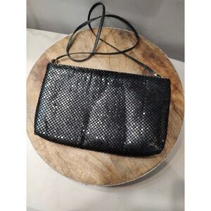 Vtg Castle Core Black Metal Link Shoulder Purse Hong Kong Clutch City Date Night